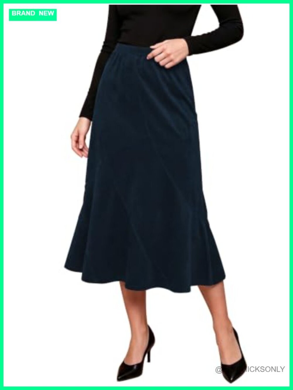 Faux Suede High Waist A-Line Midi Skirt